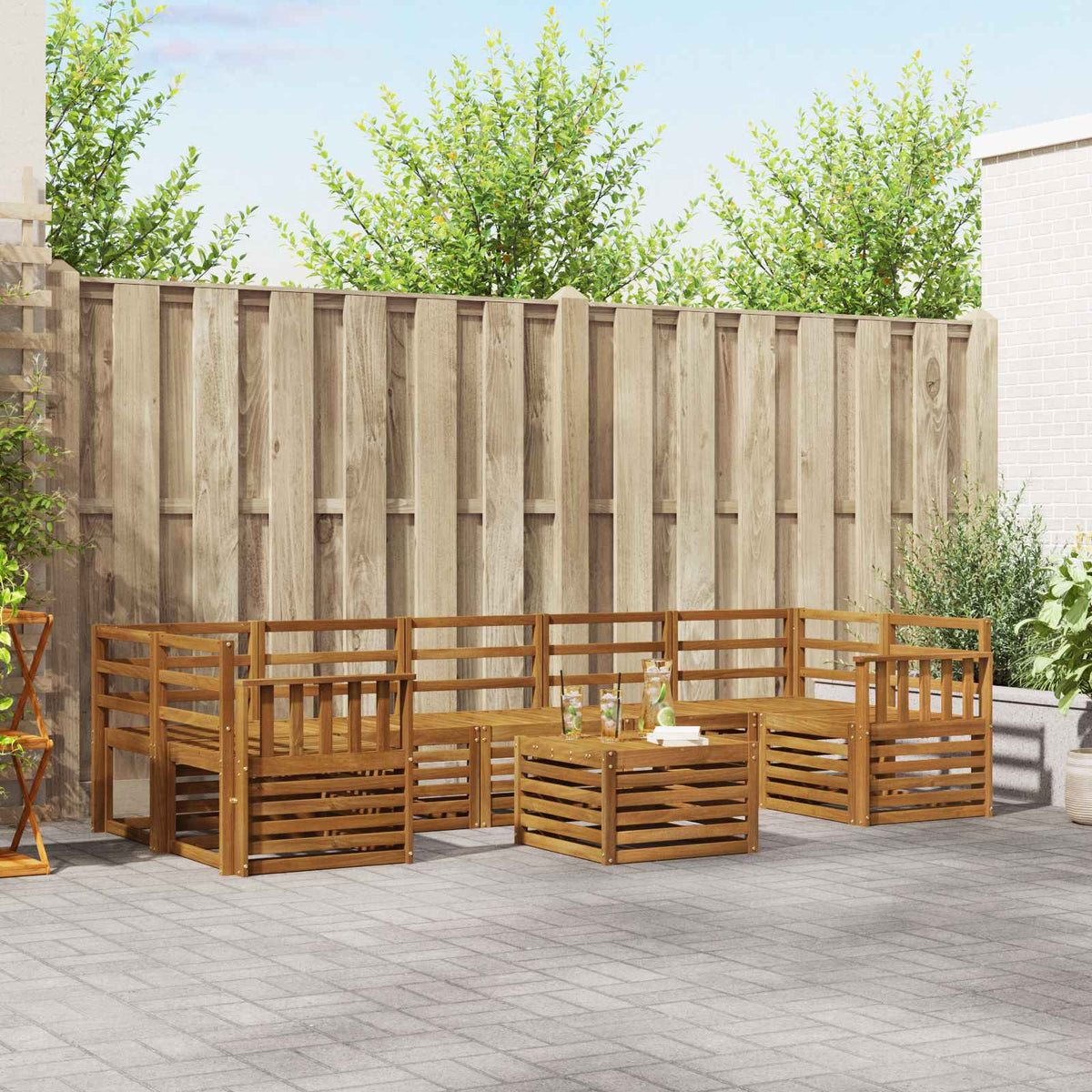 Sofa-Sets 8 pcs Naturel Massief Acaciahout is nu te koop bij PeponiXL, paradijselijk wonen!