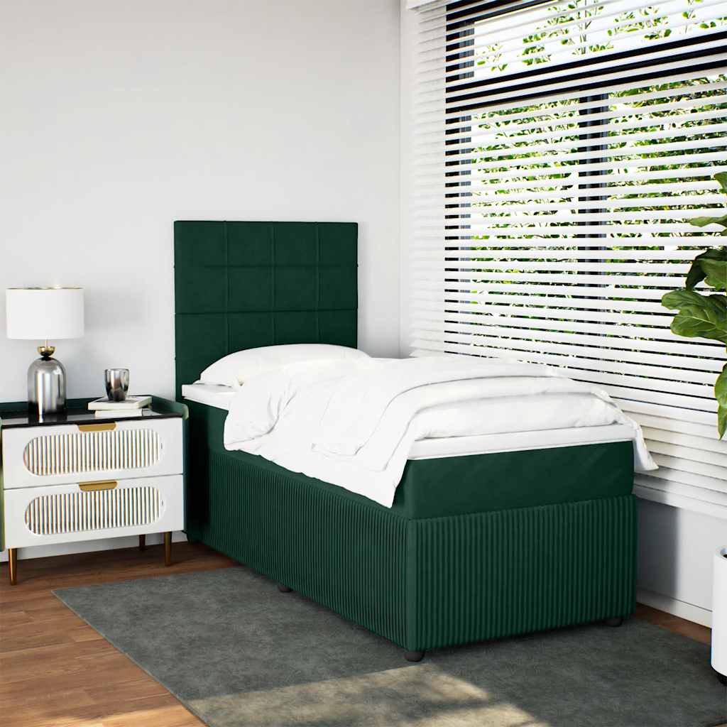 Boxspring met matras fluweel donkergroen 80x200 cm is nu te koop bij PeponiXL, paradijselijk wonen!