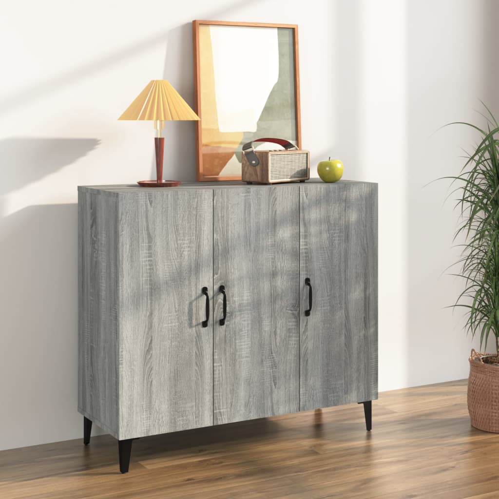 Dressoir 90x34x80 cm bewerkt hout grijs sonoma eikenkleurig is nu te koop bij PeponiXL, paradijselijk wonen!