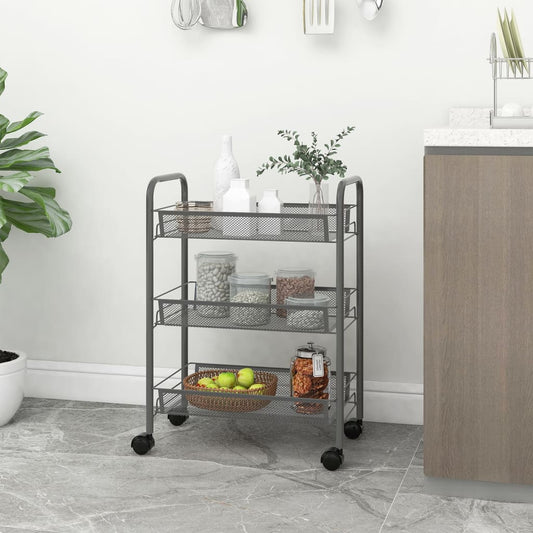 Keukentrolley 3-laags 46x26x54 cm ijzer grijs is nu te koop bij PeponiXL, paradijselijk wonen!