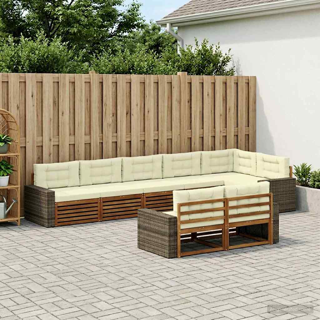 Buiten bankenset met kussen 8 pcs Natuurlijk en Crème is nu te koop bij PeponiXL, paradijselijk wonen!