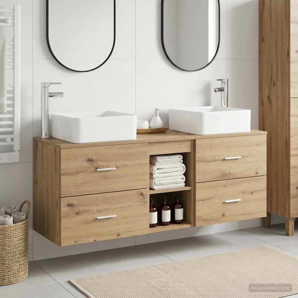 Badkamerkastenset 3 st Artisanaal eiken 49,5 x 41 x 63 cm is nu te koop bij PeponiXL, paradijselijk wonen!