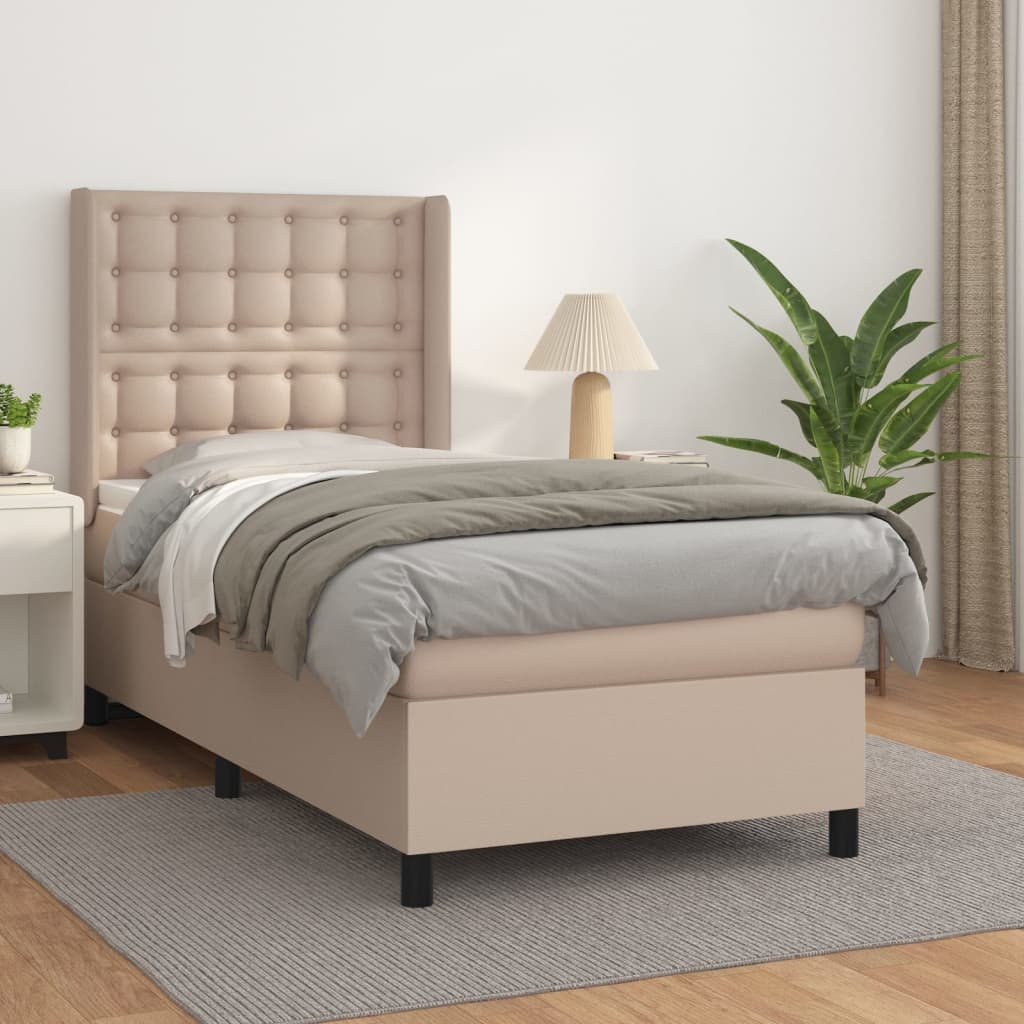 Boxspring met matras kunstleer cappuccinokleurig 80x200 cm is nu te koop bij PeponiXL, paradijselijk wonen!