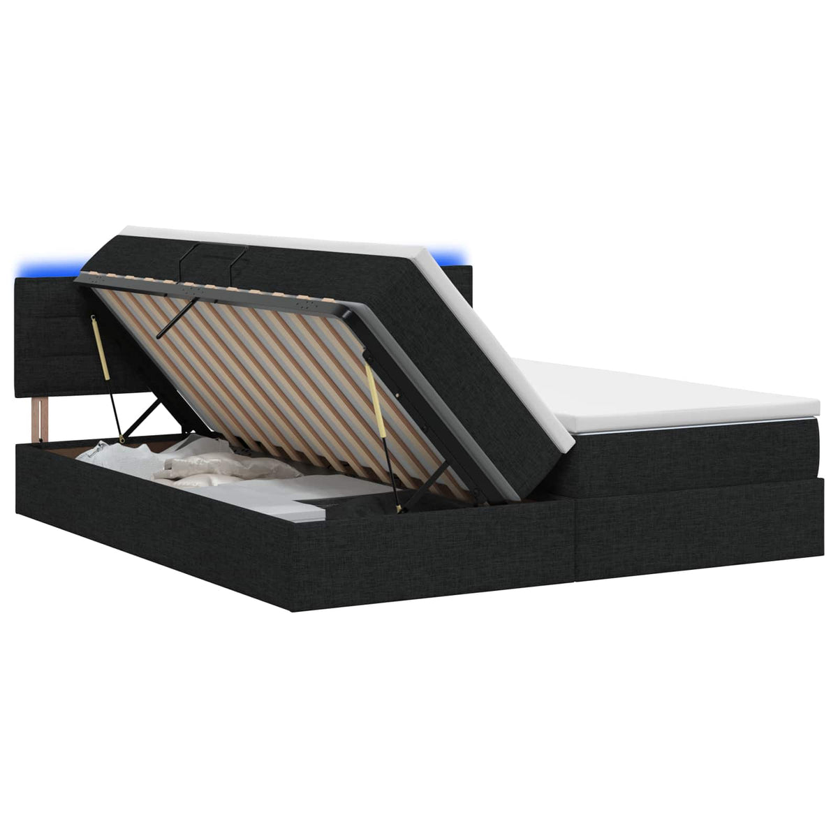 LED Opslagbed met Matras Zwart 180 x 200 cm Stof is nu te koop bij PeponiXL, paradijselijk wonen!