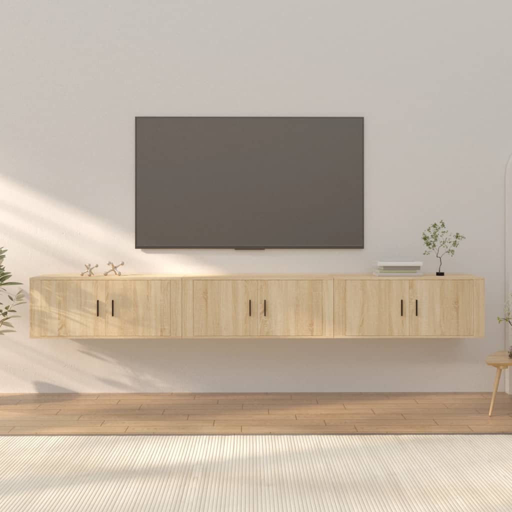 Tv-wandmeubels 3 st 100x34,5x40 cm sonoma eikenkleurig is nu te koop bij PeponiXL, paradijselijk wonen!