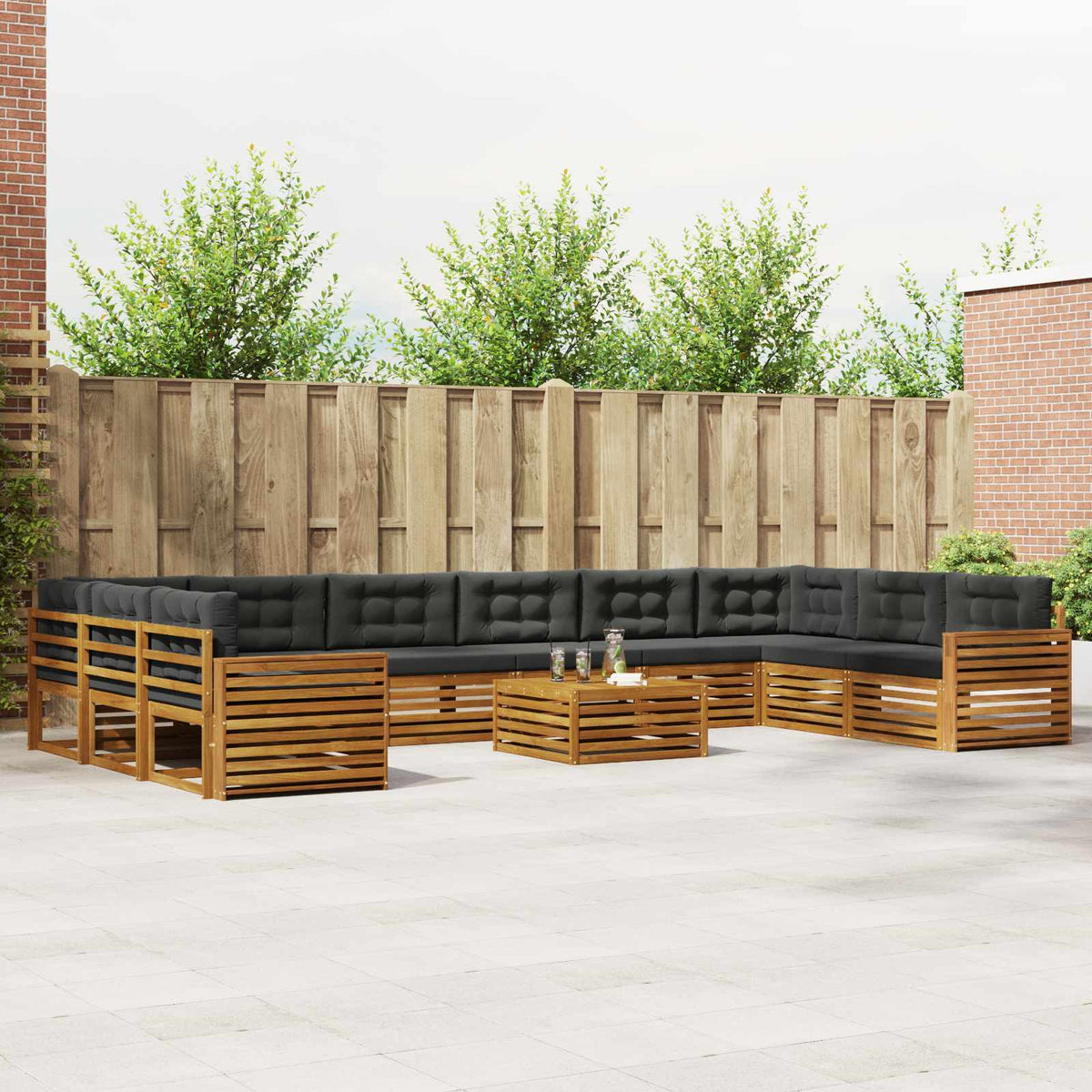Sofa-Sets 11 pcs Natuurlijk en Antraciet Massief Acaciahout is nu te koop bij PeponiXL, paradijselijk wonen!
