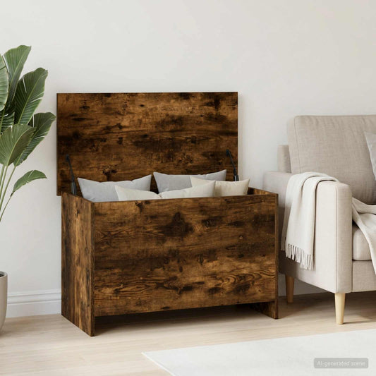 Opbergkist Gerookt eiken 80 x 40 x 50 cm Bewerkt hout is nu te koop bij PeponiXL, paradijselijk wonen!
