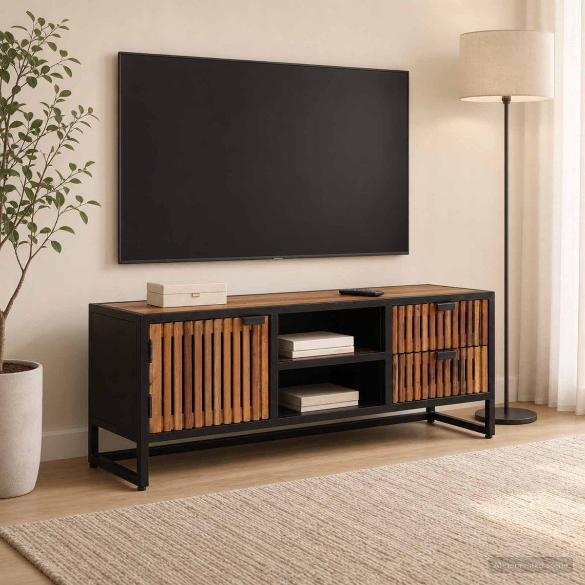 TV-kast 105 x 30 x 40 cm Massief Mango Hout en Geengineerd Hout is nu te koop bij PeponiXL, paradijselijk wonen!