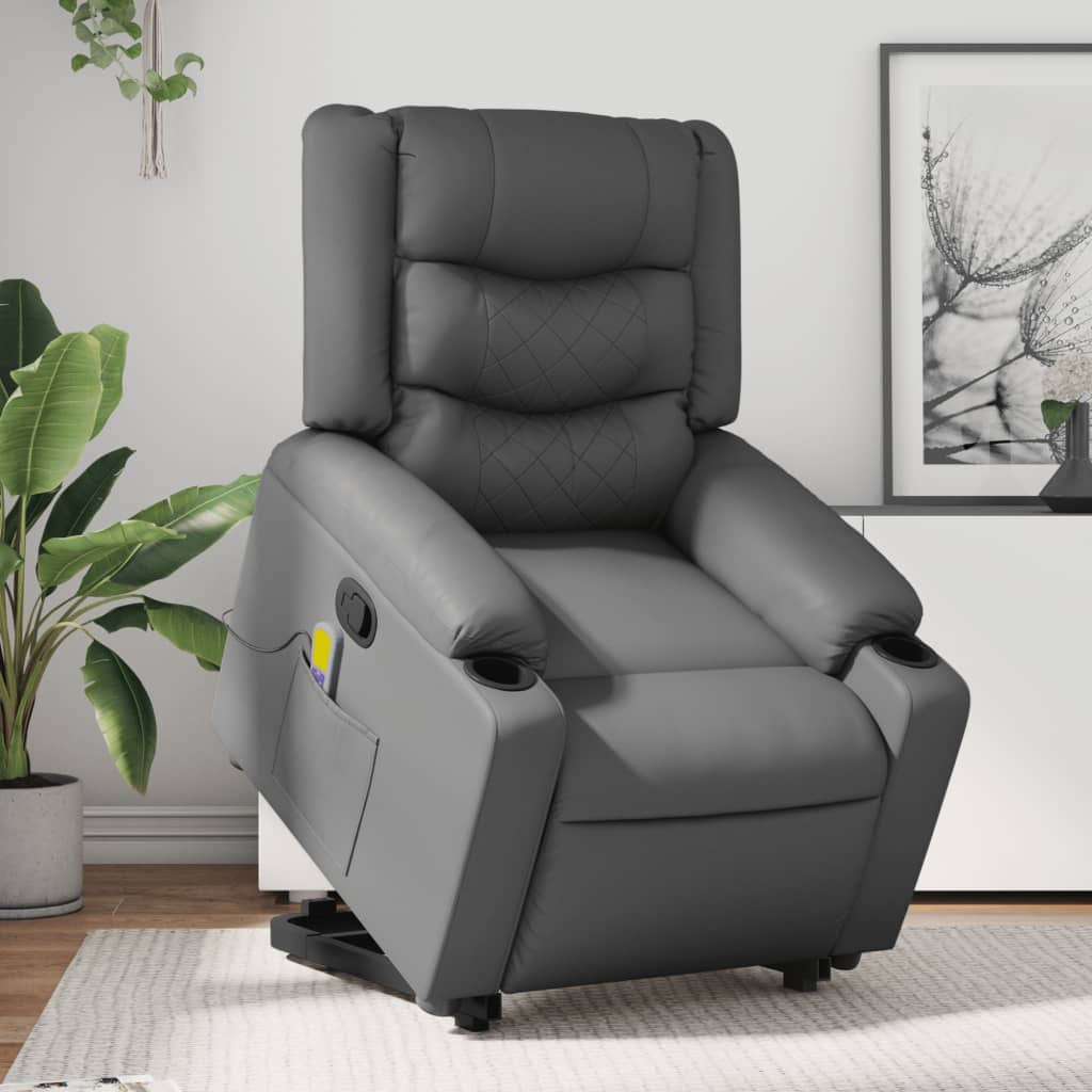 Sta-op-massagestoel verstelbaar kunstleer grijs is nu te koop bij PeponiXL, paradijselijk wonen!