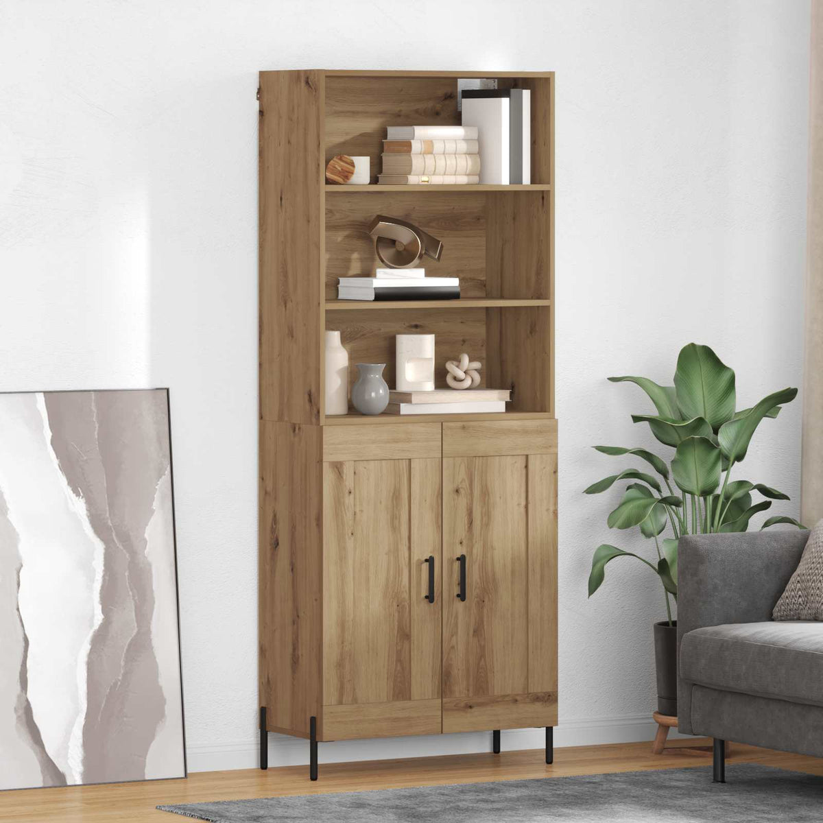 Hoge kast Artisan Eiken 69,5 x 32,5 x 180 cm Bewerkt hout is nu te koop bij PeponiXL, paradijselijk wonen!
