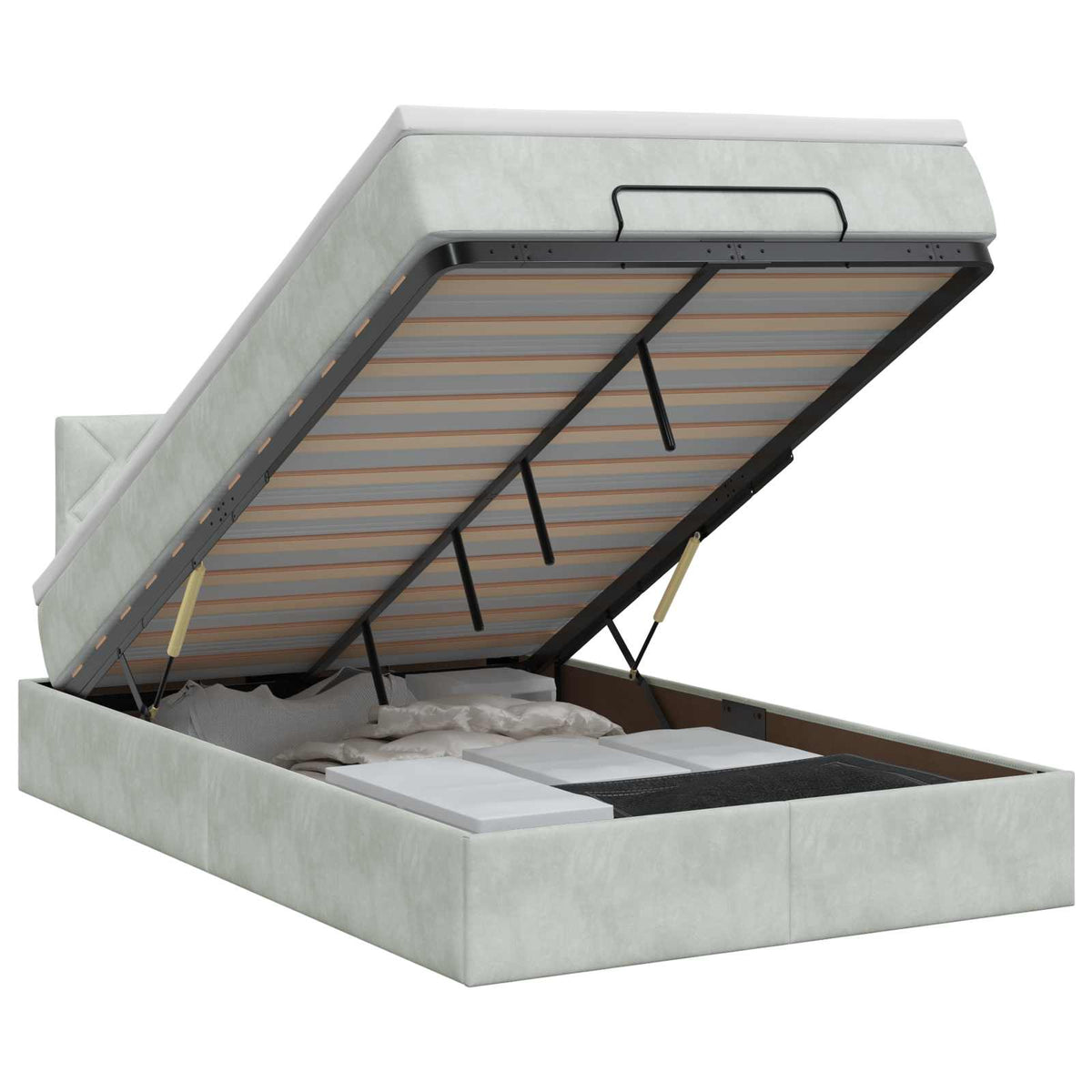 Ottoman bed met matras Lichtgrijs 120 x 200 cm Fluweel is nu te koop bij PeponiXL, paradijselijk wonen!