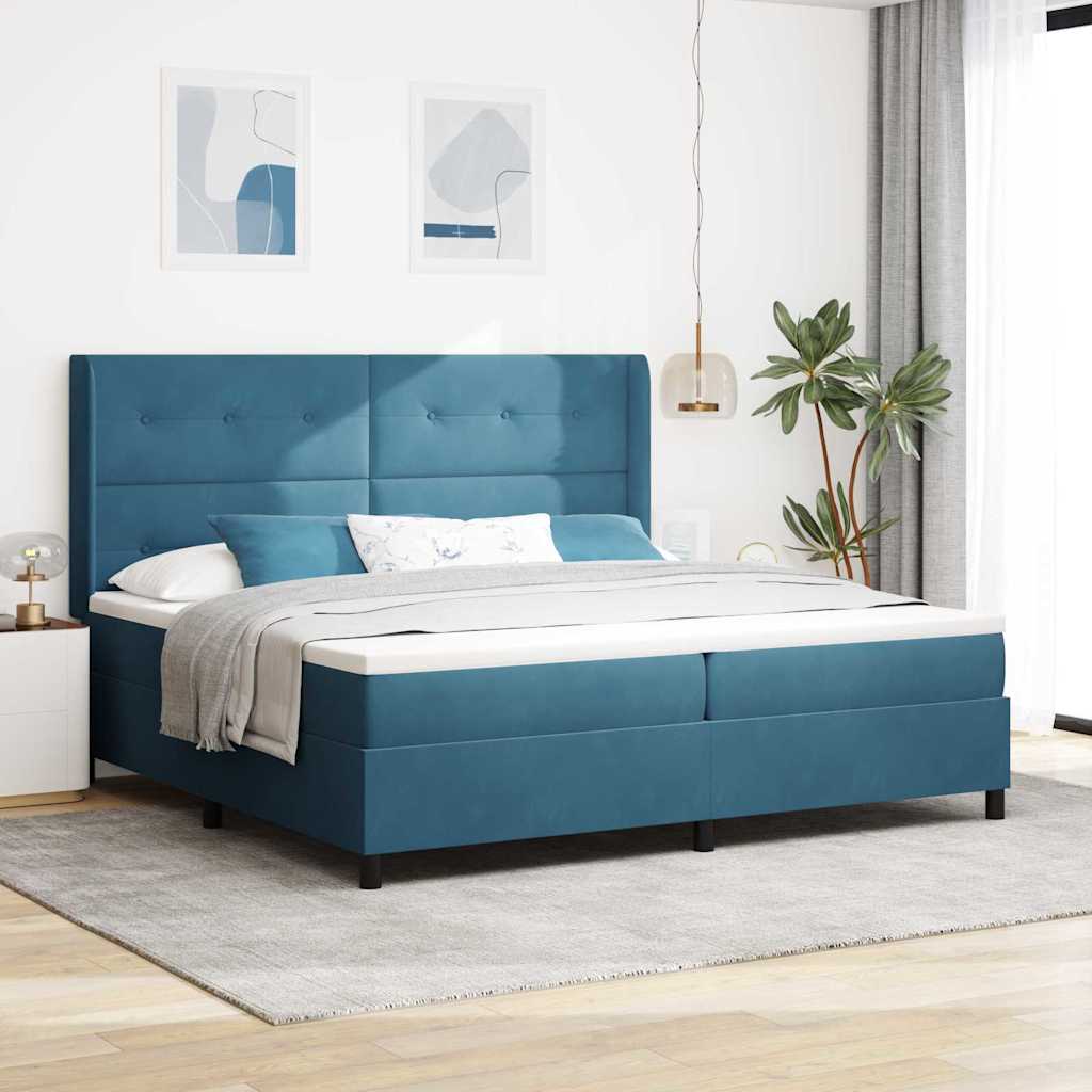 Boxspringbed met hoofdeinde Blauw 200 x 200 cm Fluweel is nu te koop bij PeponiXL, paradijselijk wonen!