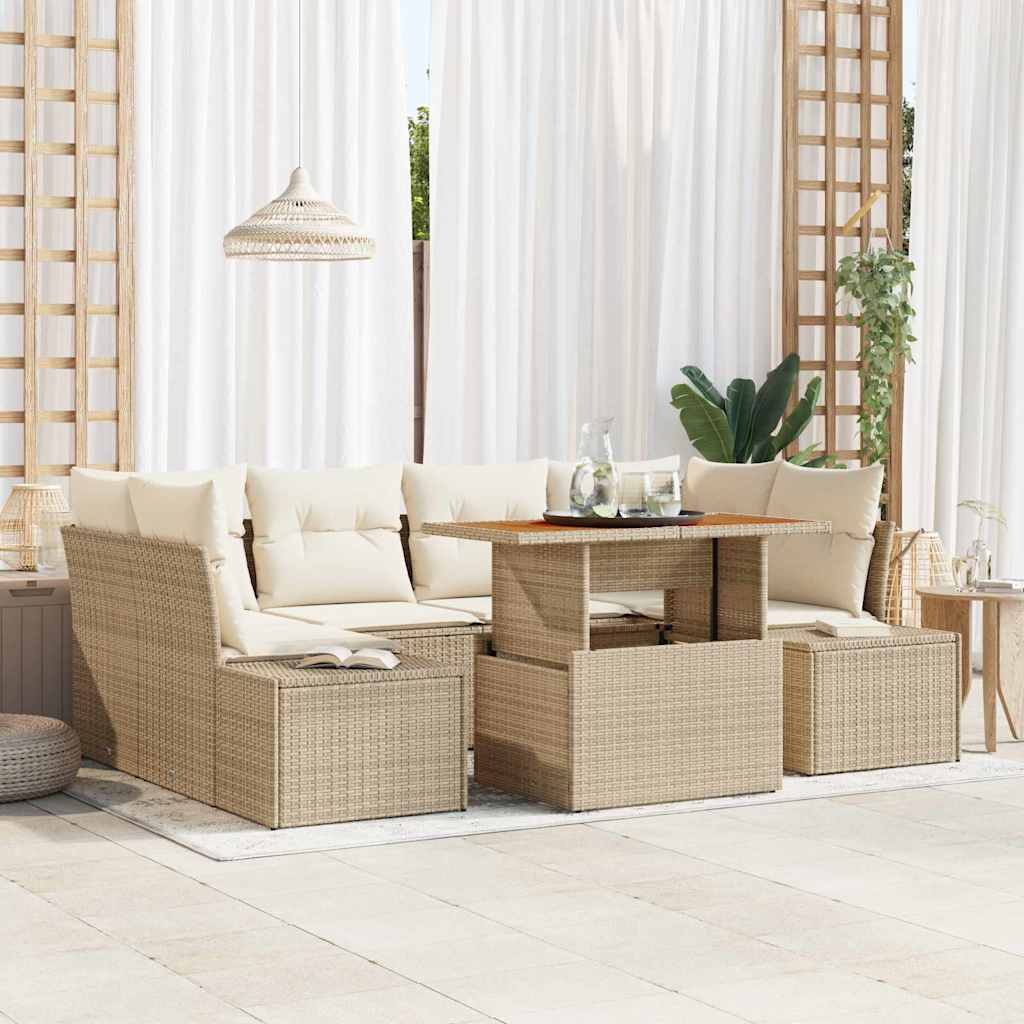 Tuinbankenset 7 st Beige en Crème is nu te koop bij PeponiXL, paradijselijk wonen!