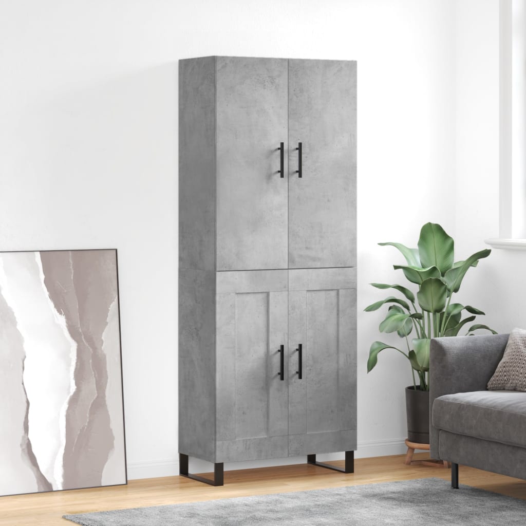 Hoge kast 69,5x34x180 cm bewerkt hout betongrijs is nu te koop bij PeponiXL, paradijselijk wonen!
