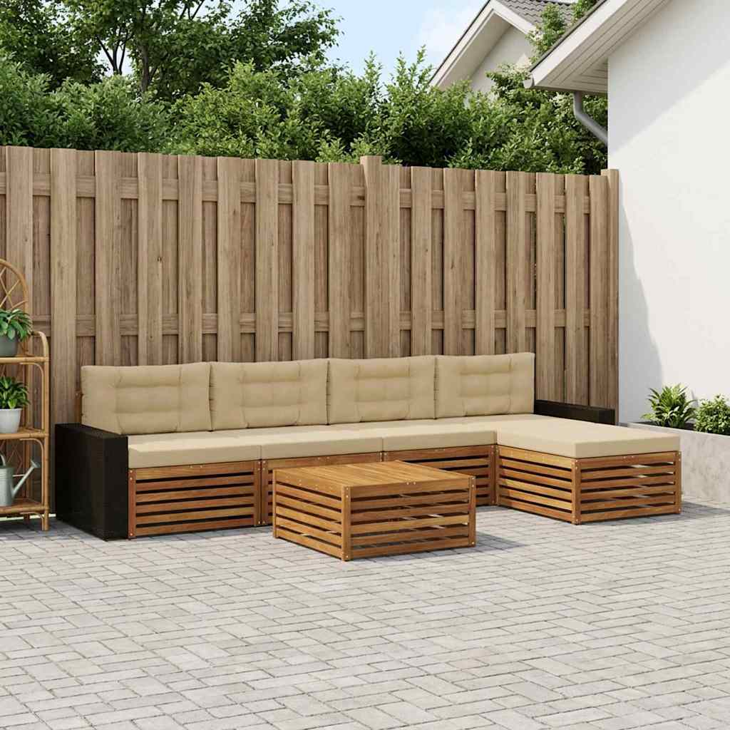 Buiten bankenset 6 pcs Natuurlijk en Beige 79 x 79 x 37 cm is nu te koop bij PeponiXL, paradijselijk wonen!