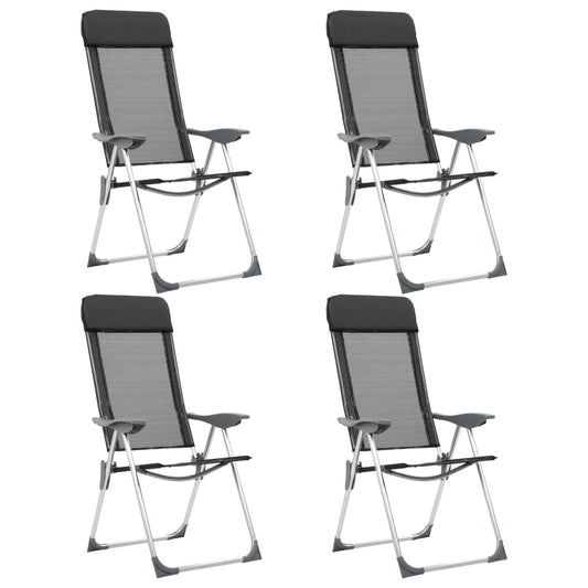 Campingstoelen inklapbaar aluminium zwart 4 st is nu te koop bij PeponiXL, paradijselijk wonen!
