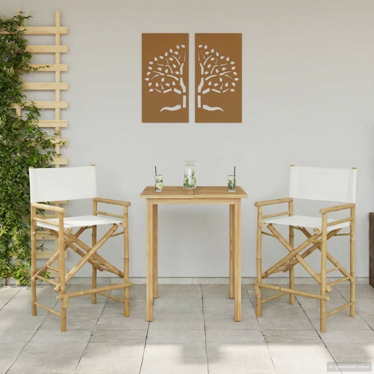 Vouwbare Regisseursstoel 2 pcs Naturel 58 x 48 x 115 cm Bamboe is nu te koop bij PeponiXL, paradijselijk wonen!