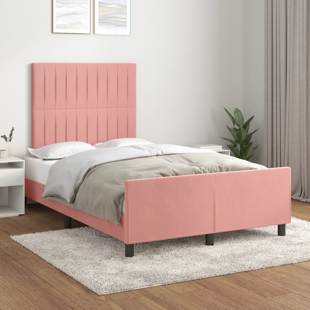 Bedframe zonder matras 120x190 cm fluweel roze is nu te koop bij PeponiXL, paradijselijk wonen!
