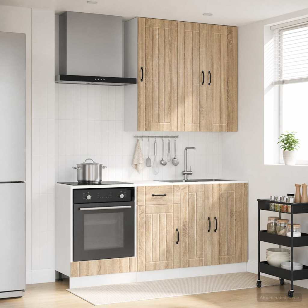 Keukenblok LUCCA 5 pcs Sonoma Eiken Bewerkt hout is nu te koop bij PeponiXL, paradijselijk wonen!