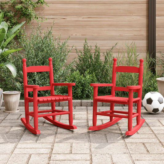 Schommelstoelen 2 st voor kinderen massief populierenhout rood is nu te koop bij PeponiXL, paradijselijk wonen!
