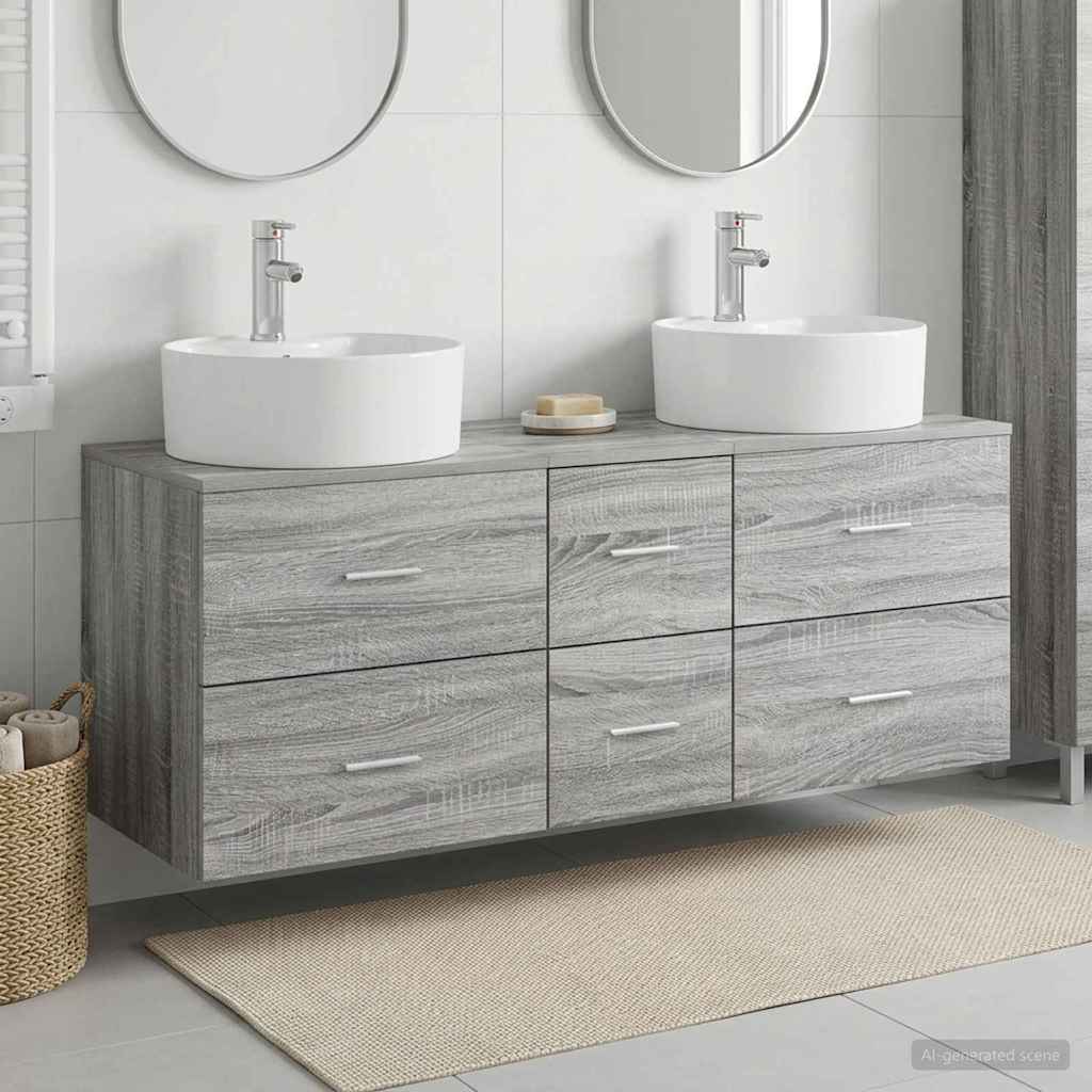 Badkamermeubelset 3 st Grijs Sonoma 49,5 x 44,5 x 65 cm is nu te koop bij PeponiXL, paradijselijk wonen!