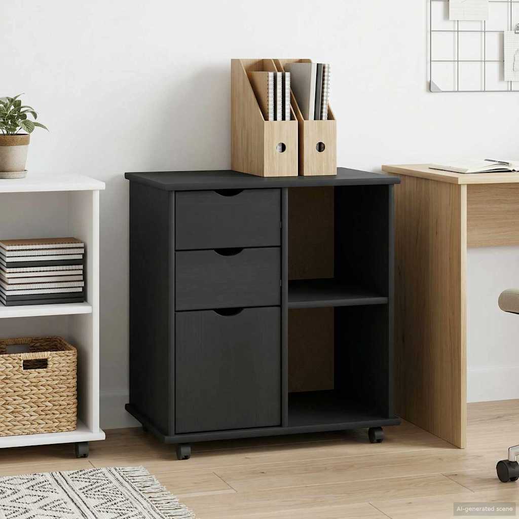 Rolling Kast Grijs 63,5 x 39 x 65,5 cm Massief Vurenhout is nu te koop bij PeponiXL, paradijselijk wonen!