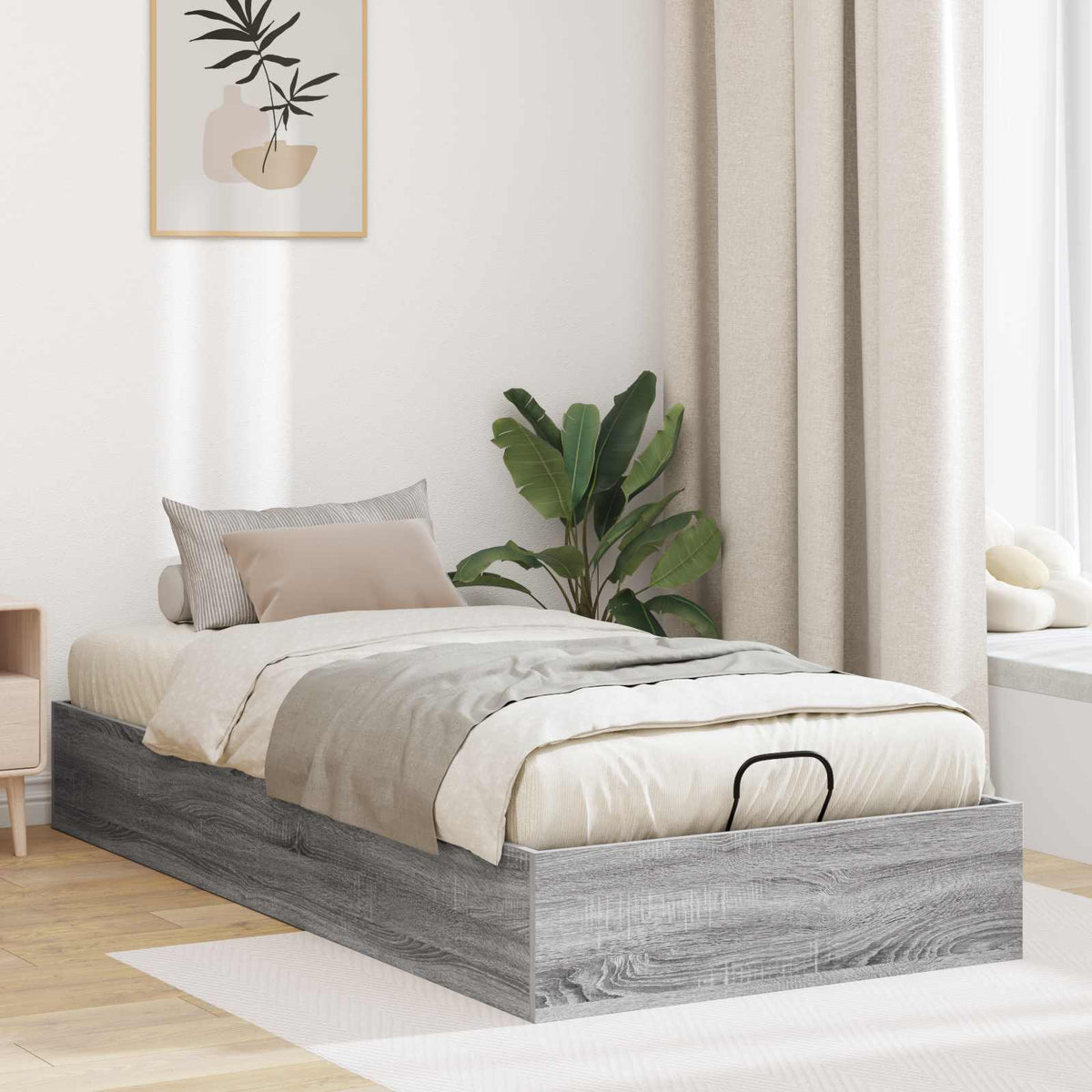 Ottoman Bedframe Grijze Sonoma 80,5 x 200 cm Geconstrueerd hout is nu te koop bij PeponiXL, paradijselijk wonen!