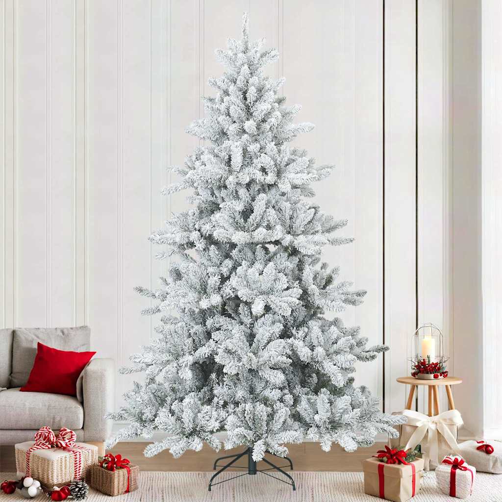 vidaXL Kunst Kerstboom met Geveerde Takken, Sneeuw Bedekt Wit 240 cm