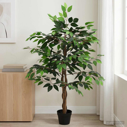 Kunst Ficus Plant Groen 90 x 16 x 110 cm Stof en Hout is nu te koop bij PeponiXL, paradijselijk wonen!