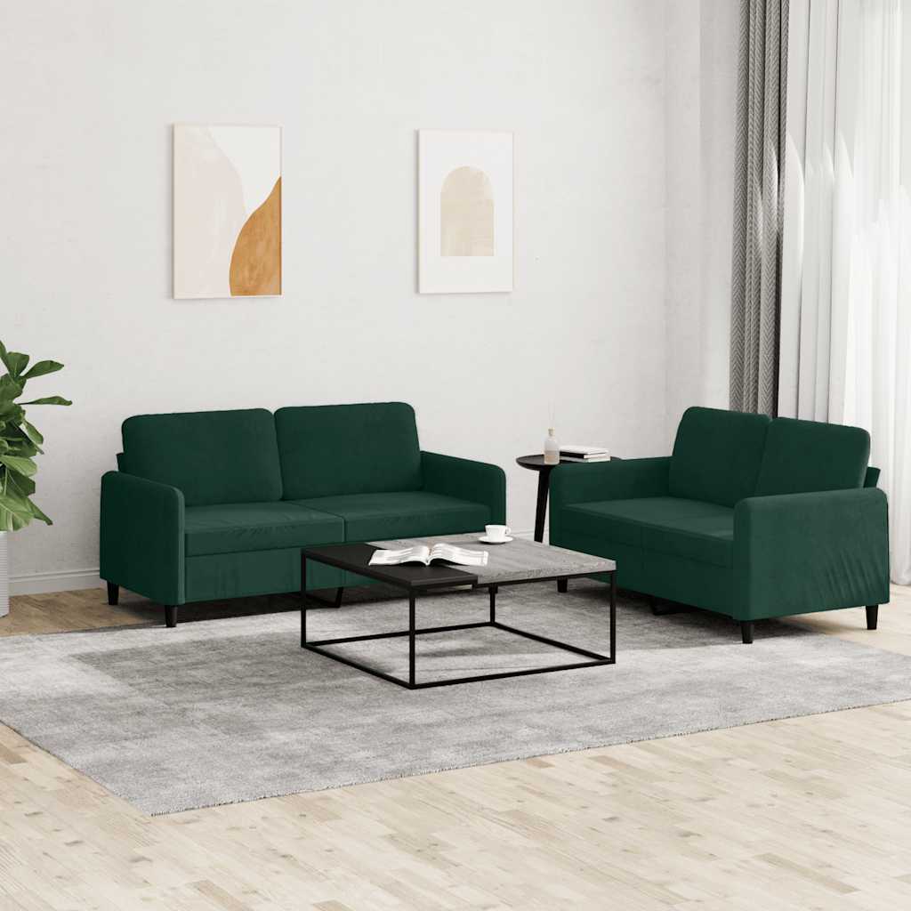 2-delige Loungeset fluweel donkergroen is nu te koop bij PeponiXL, paradijselijk wonen!