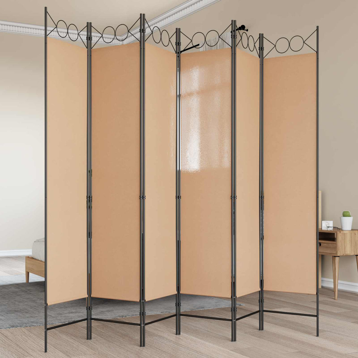 6-Panelen Kamerscherm Beige 240 x 200 cm Stof is nu te koop bij PeponiXL, paradijselijk wonen!
