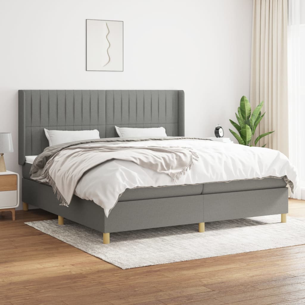 Boxspring met matras stof donkergrijs 200x200 cm is nu te koop bij PeponiXL, paradijselijk wonen!