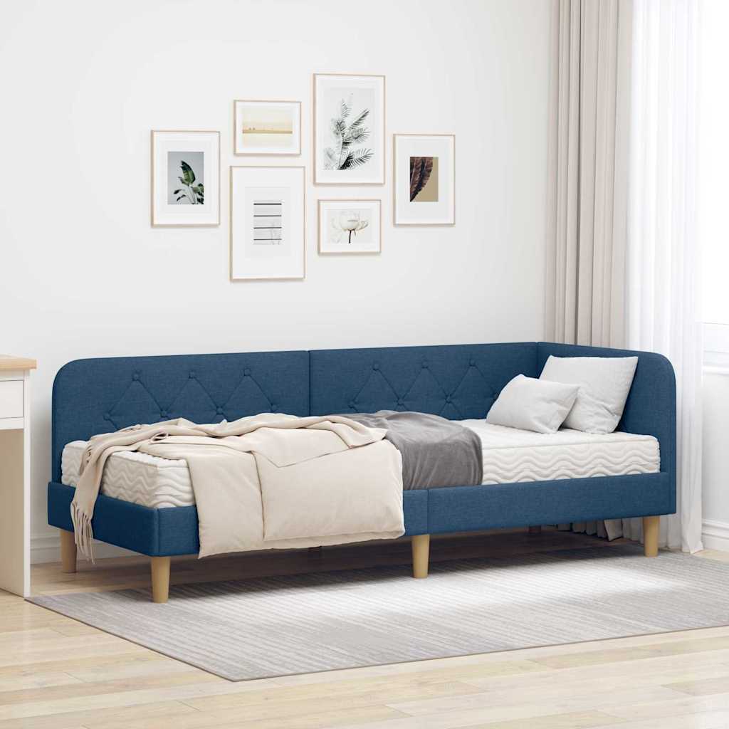Hoekbedframe Blauw 80 x 200 cm Stof is nu te koop bij PeponiXL, paradijselijk wonen!