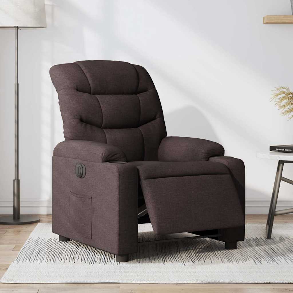 Fauteuil verstelbaar elektrisch stof donkerbruin is nu te koop bij PeponiXL, paradijselijk wonen!