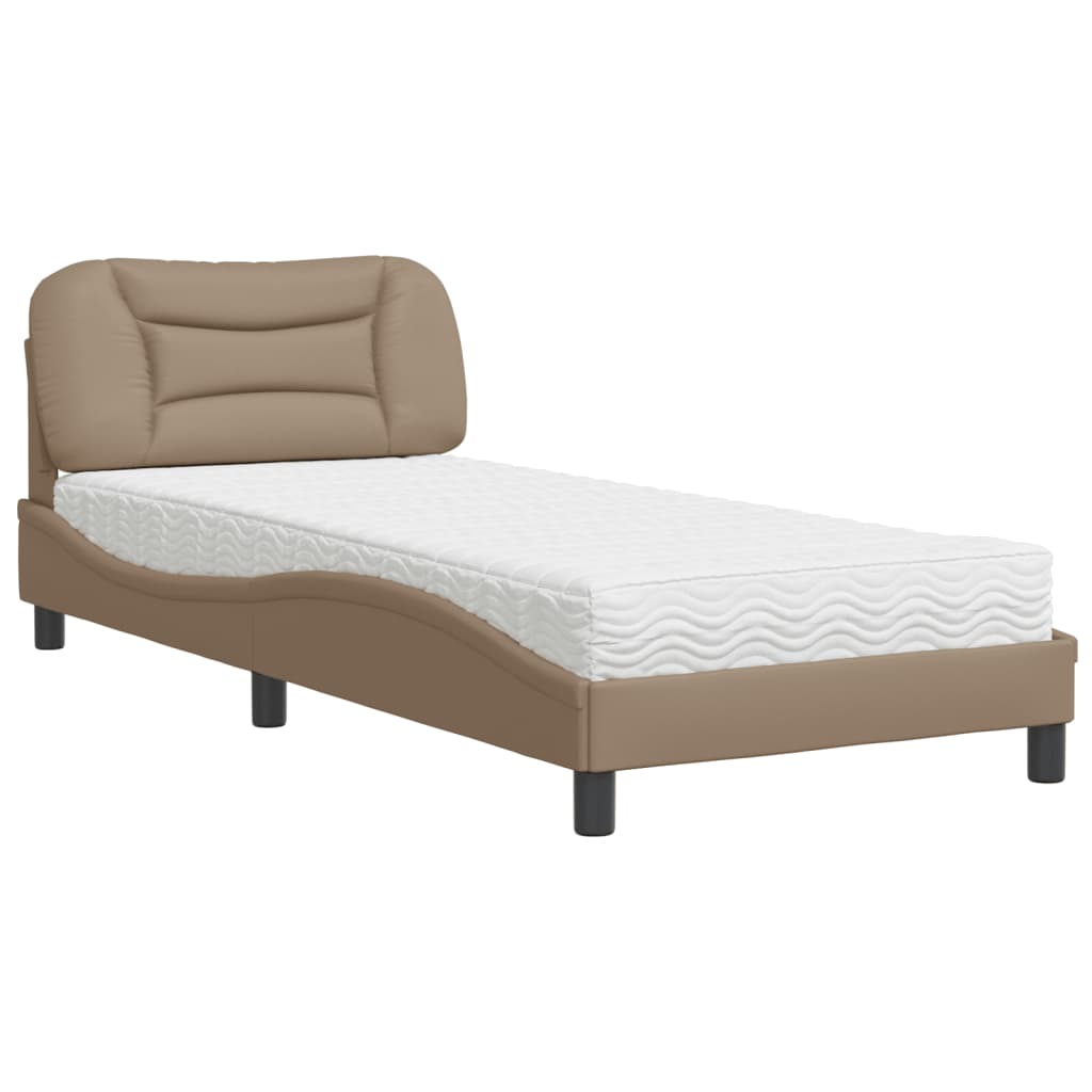 Bed met matras "Hvar" kunstleer cappuccinokleurig 80x200 cm is nu te koop bij PeponiXL, paradijselijk wonen!