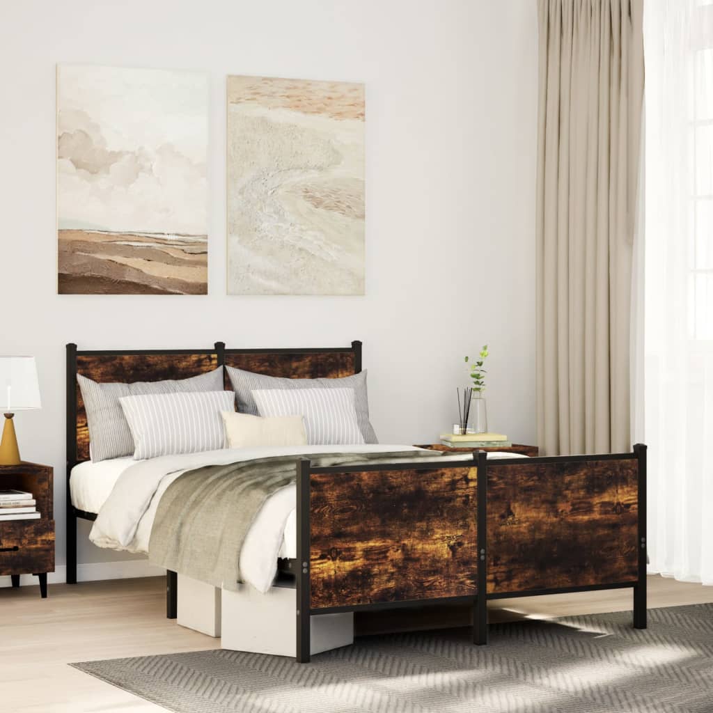 Bedframe zonder matras metaal gerookt eikenkleurig 120x200 cm is nu te koop bij PeponiXL, paradijselijk wonen!