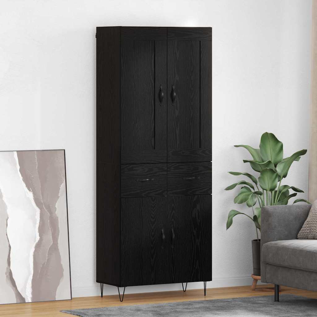 Hoge kast met lade Zwart Eiken 69,5 x 34 x 180 cm Bewerkt hout is nu te koop bij PeponiXL, paradijselijk wonen!