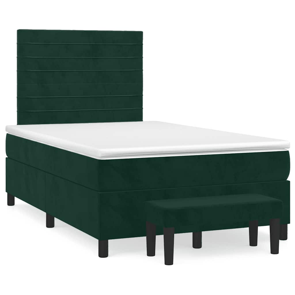 Boxspring met matras fluweel donkergroen 120x190 cm is nu te koop bij PeponiXL, paradijselijk wonen!