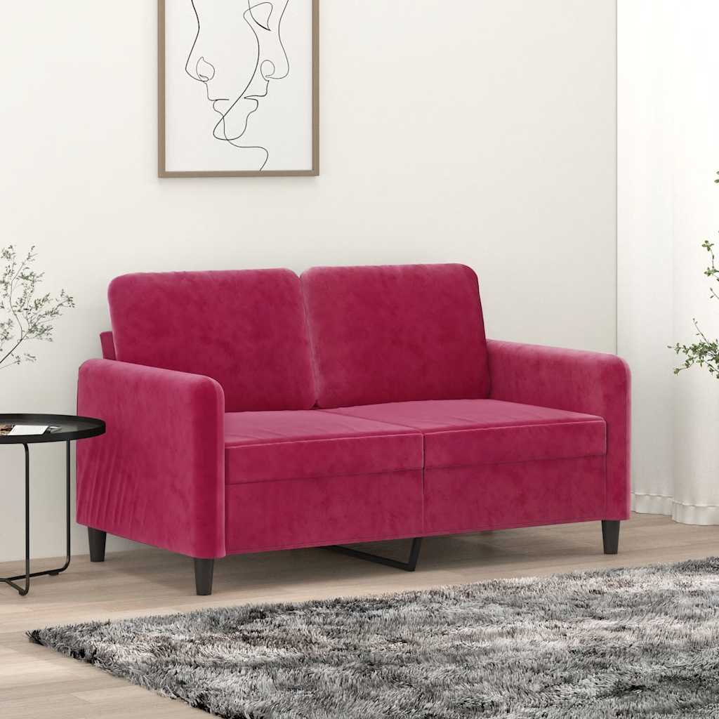 Tweezitsbank 120 cm fluweel wijnrood is nu te koop bij PeponiXL, paradijselijk wonen!
