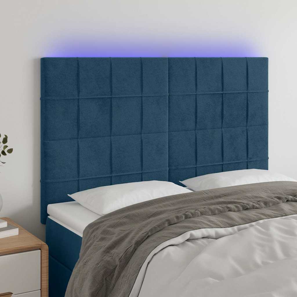 Hoofdbord LED 144x5x118/128 cm fluweel donkerblauw is nu te koop bij PeponiXL, paradijselijk wonen!
