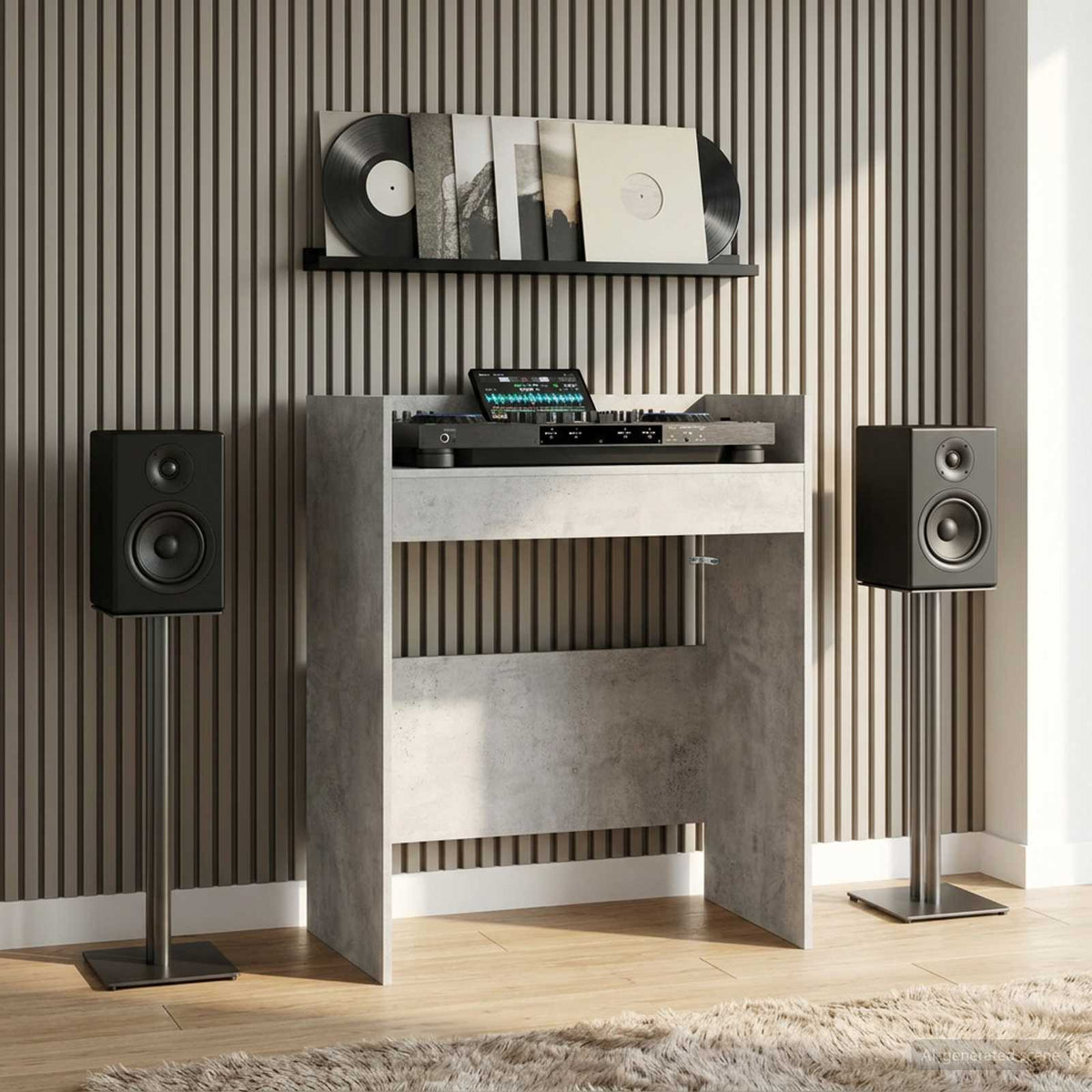 DJ Tafel Betongrijs 82 x 45 x 102 cm Bewerkt hout is nu te koop bij PeponiXL, paradijselijk wonen!
