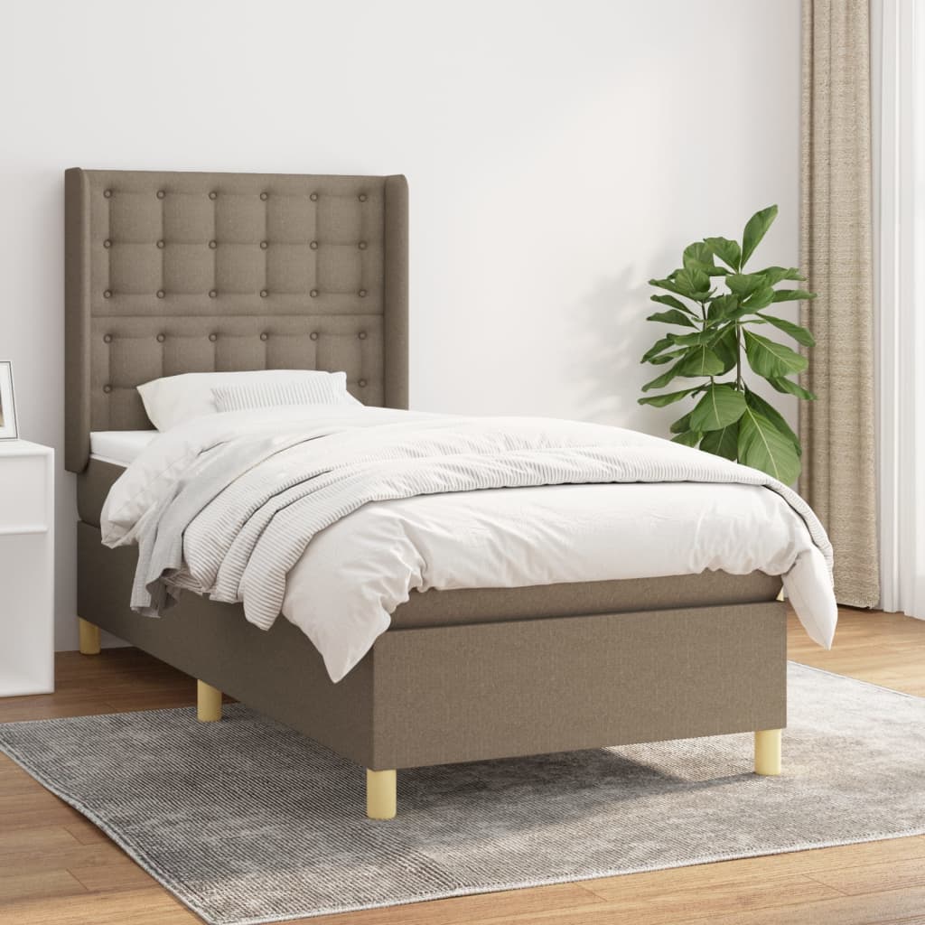 Boxspring met matras stof taupe 90x200 cm is nu te koop bij PeponiXL, paradijselijk wonen!