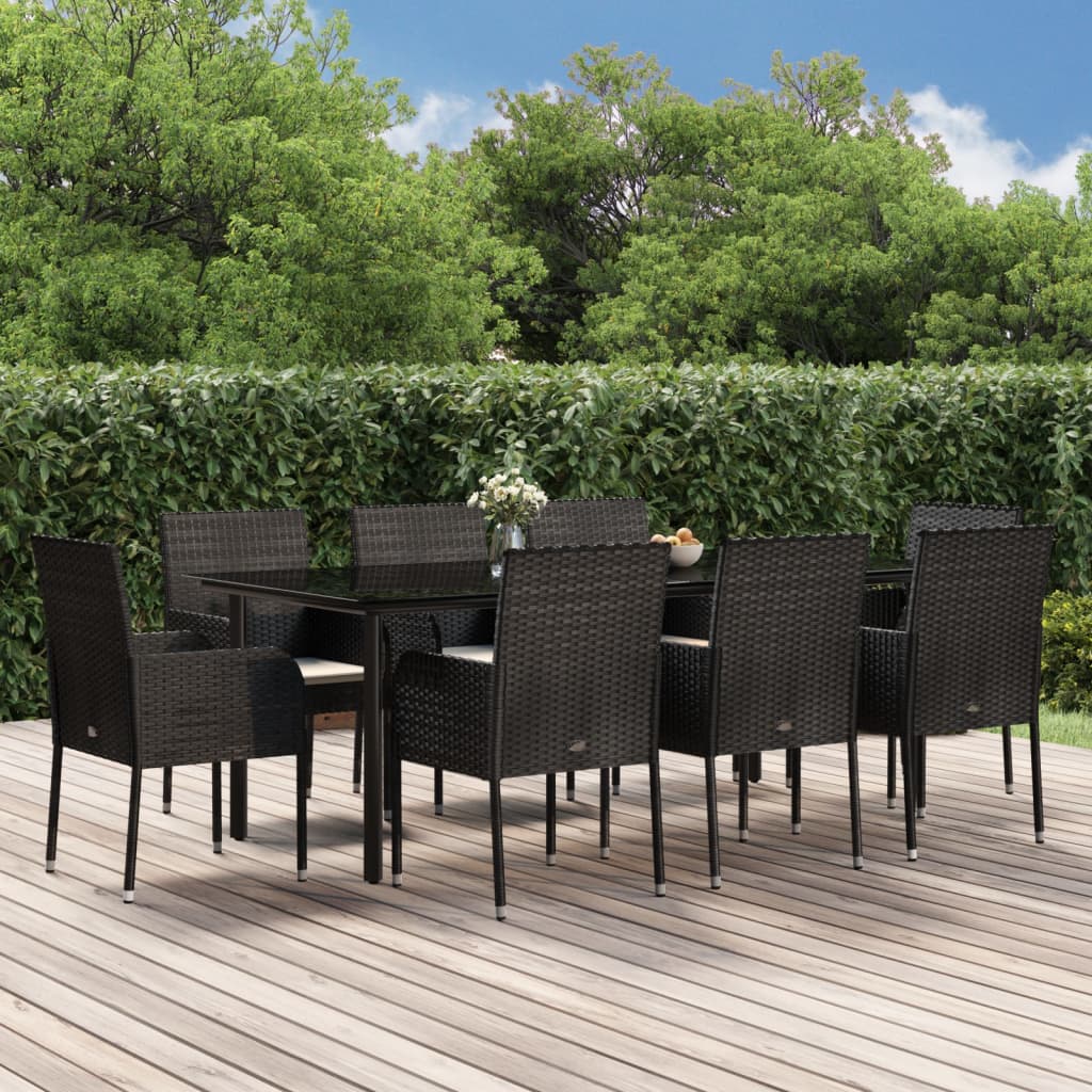 9-delige Tuinset poly rattan zwart is nu te koop bij PeponiXL, paradijselijk wonen!
