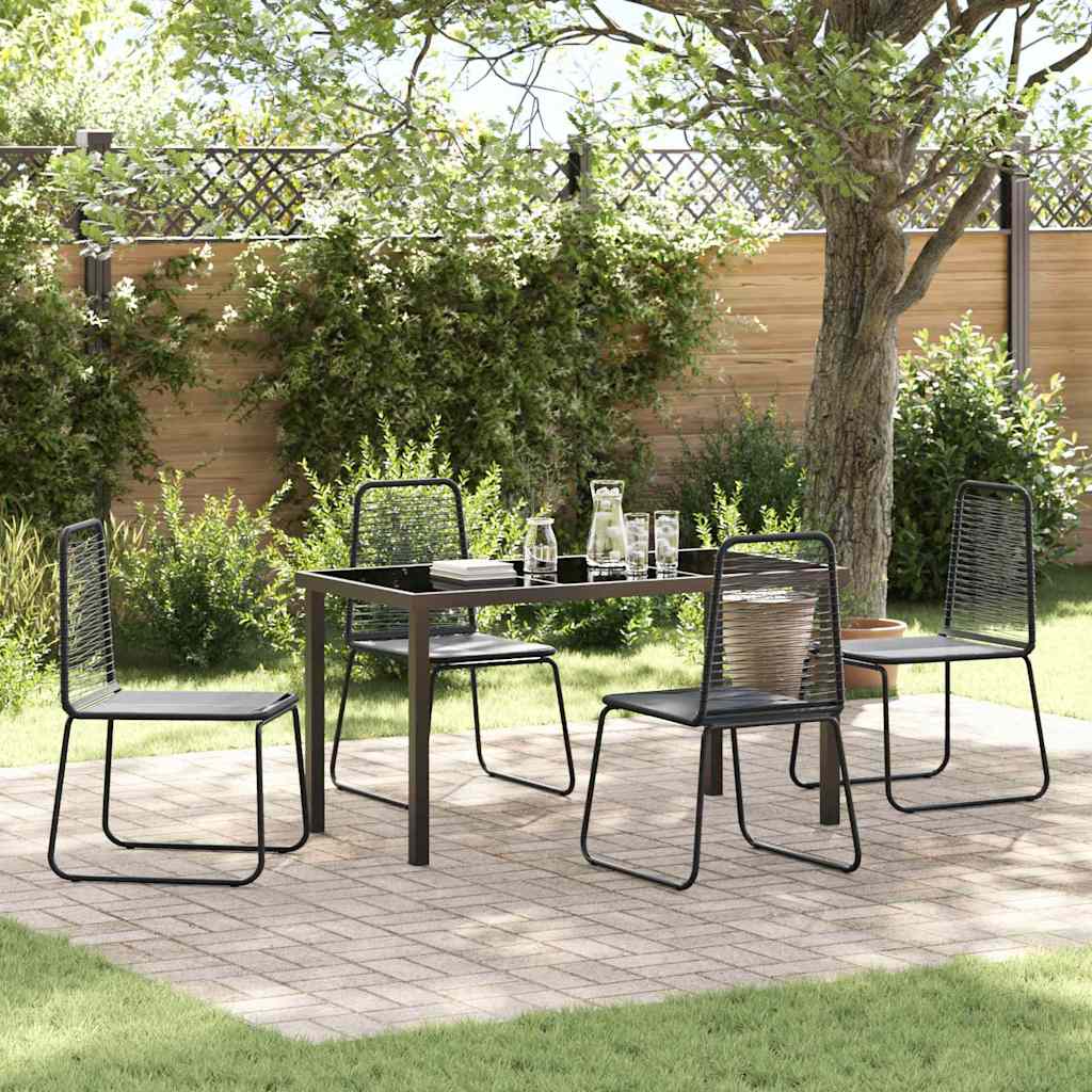 Tuin eettafelset 5 pcs Zwart Gepoedercoat staal is nu te koop bij PeponiXL, paradijselijk wonen!