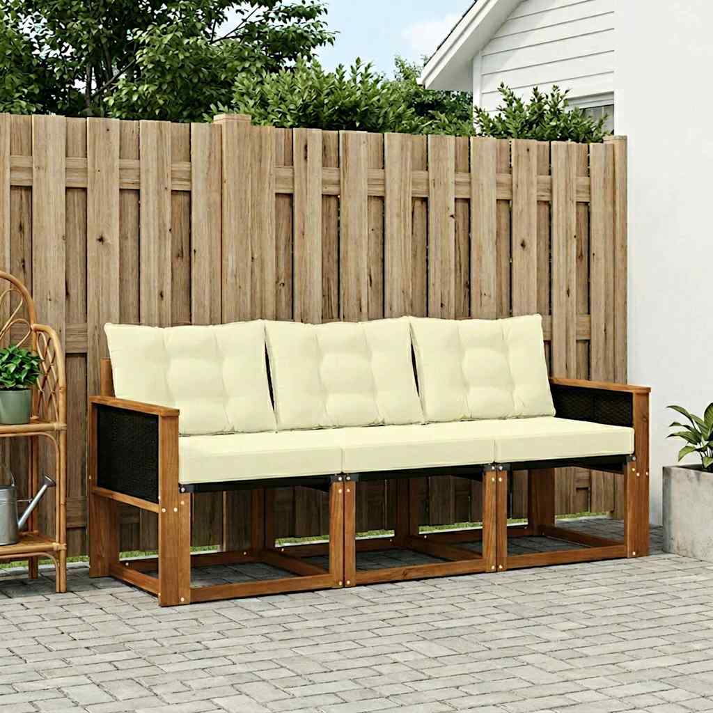 Buiten bankenset met kussen 3 pcs Natuurlijk en Crème is nu te koop bij PeponiXL, paradijselijk wonen!