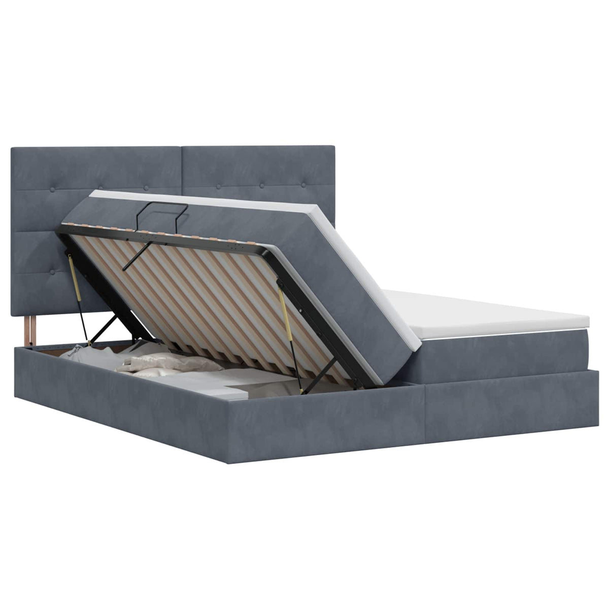 Opslag bed met hoofdeinde Donkergrijs 200 x 200 cm Fluweel is nu te koop bij PeponiXL, paradijselijk wonen!