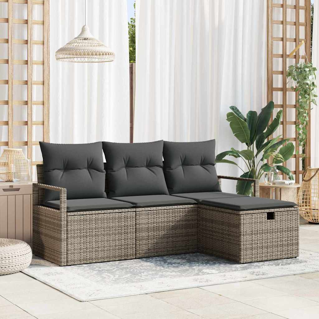 Bankstel 4 st 4-Aantal zitplaatsen Grijs poly rattan is nu te koop bij PeponiXL, paradijselijk wonen!