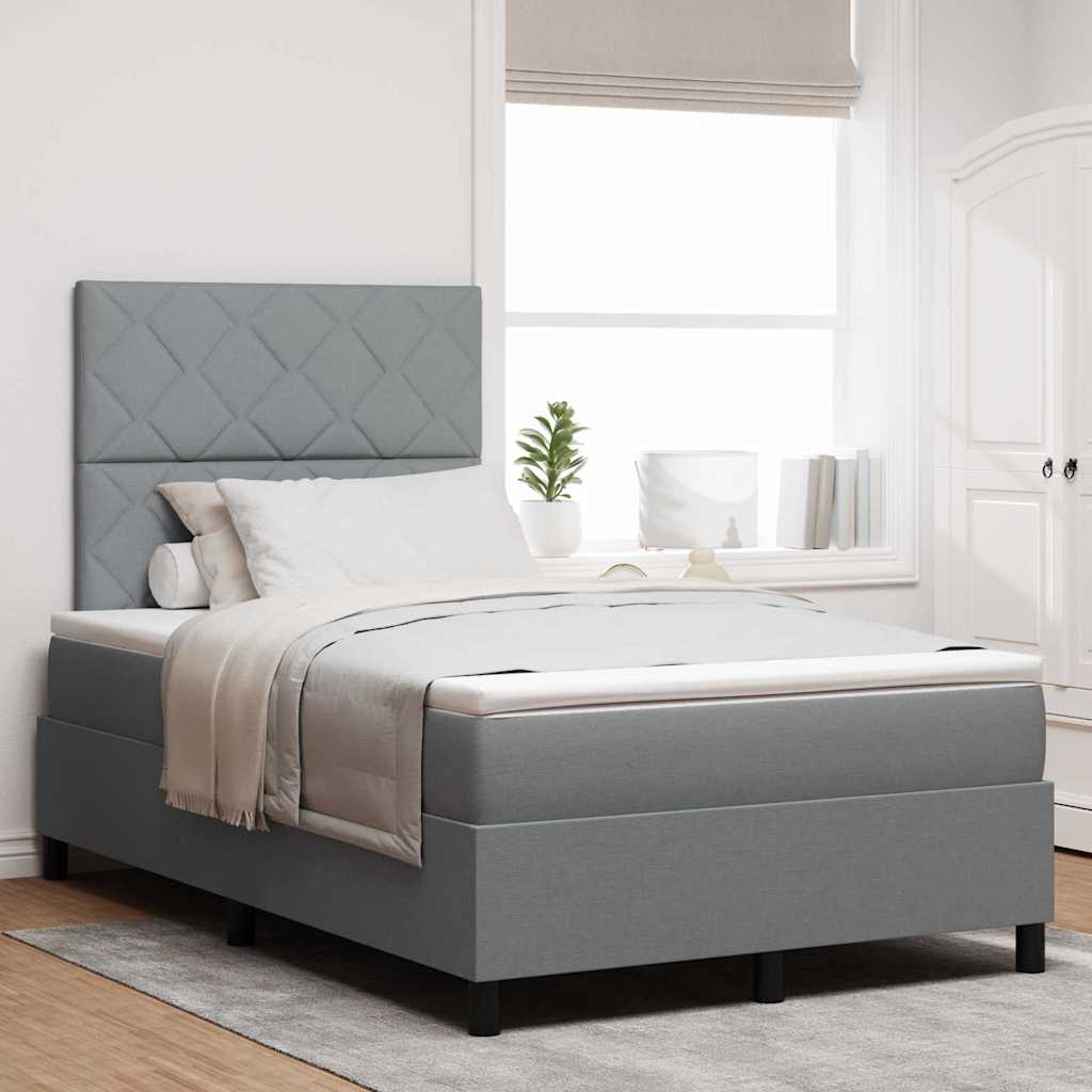 Boxspring bed met matras met LED Lichtgrijs 120 x 200 cm Stof is nu te koop bij PeponiXL, paradijselijk wonen!
