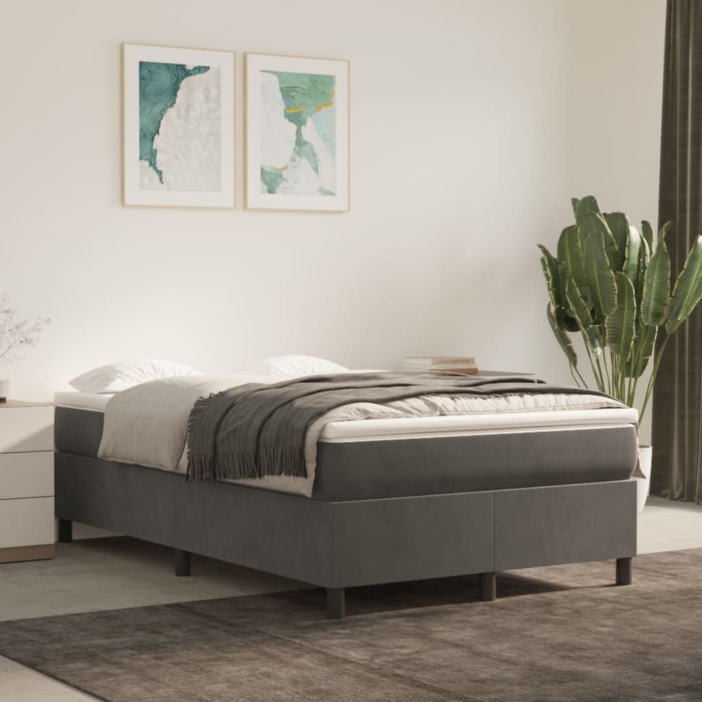 Boxspring met matras fluweel donkergrijs 120x200 cm is nu te koop bij PeponiXL, paradijselijk wonen!