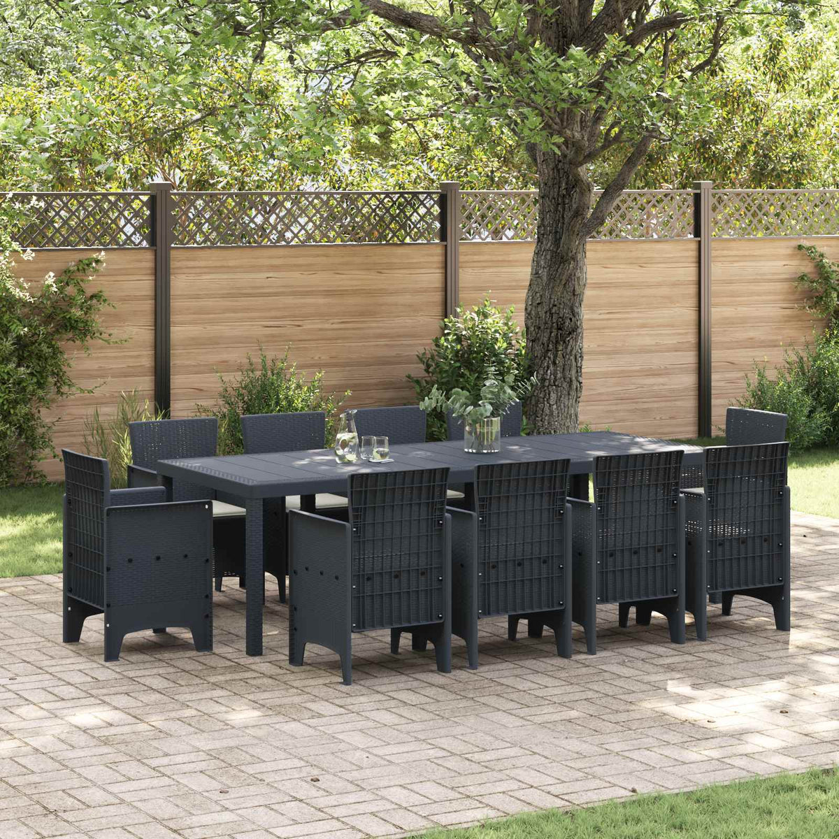 Tuin Eetset 11 pcs Antraciet Polypropyleen is nu te koop bij PeponiXL, paradijselijk wonen!